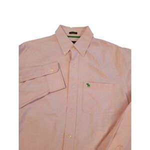 Abercrombie & Fitch Mens Muscle Fit Oxford‎ Shirt Pink Long Sleeve Cotton Large